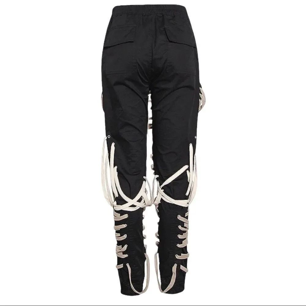 Black Off-White Wide Straps Pockets Jogging Jogger Pants NWT - Picture 3 of 4